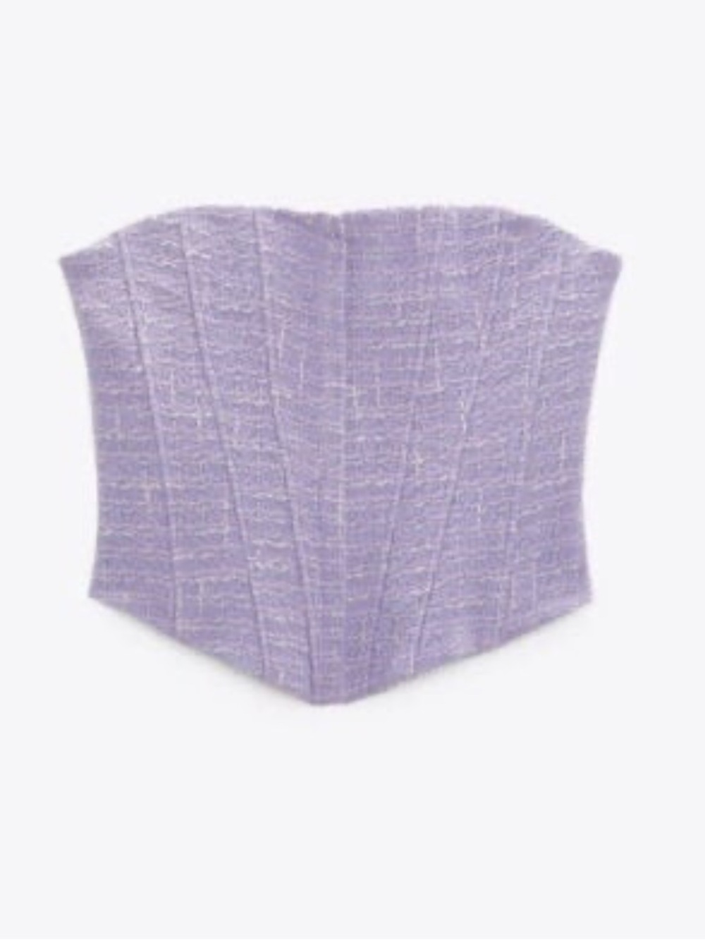Zara Tweed Gingham Corset Bustier Top  Lavender Strapless Bustier Coquette M